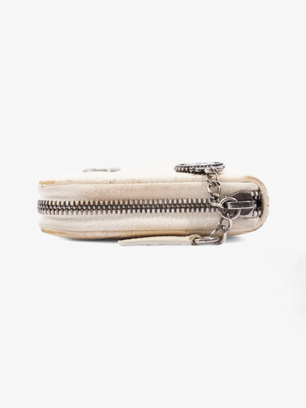 Chanel Zip Wallet Cream Lambskin Leather