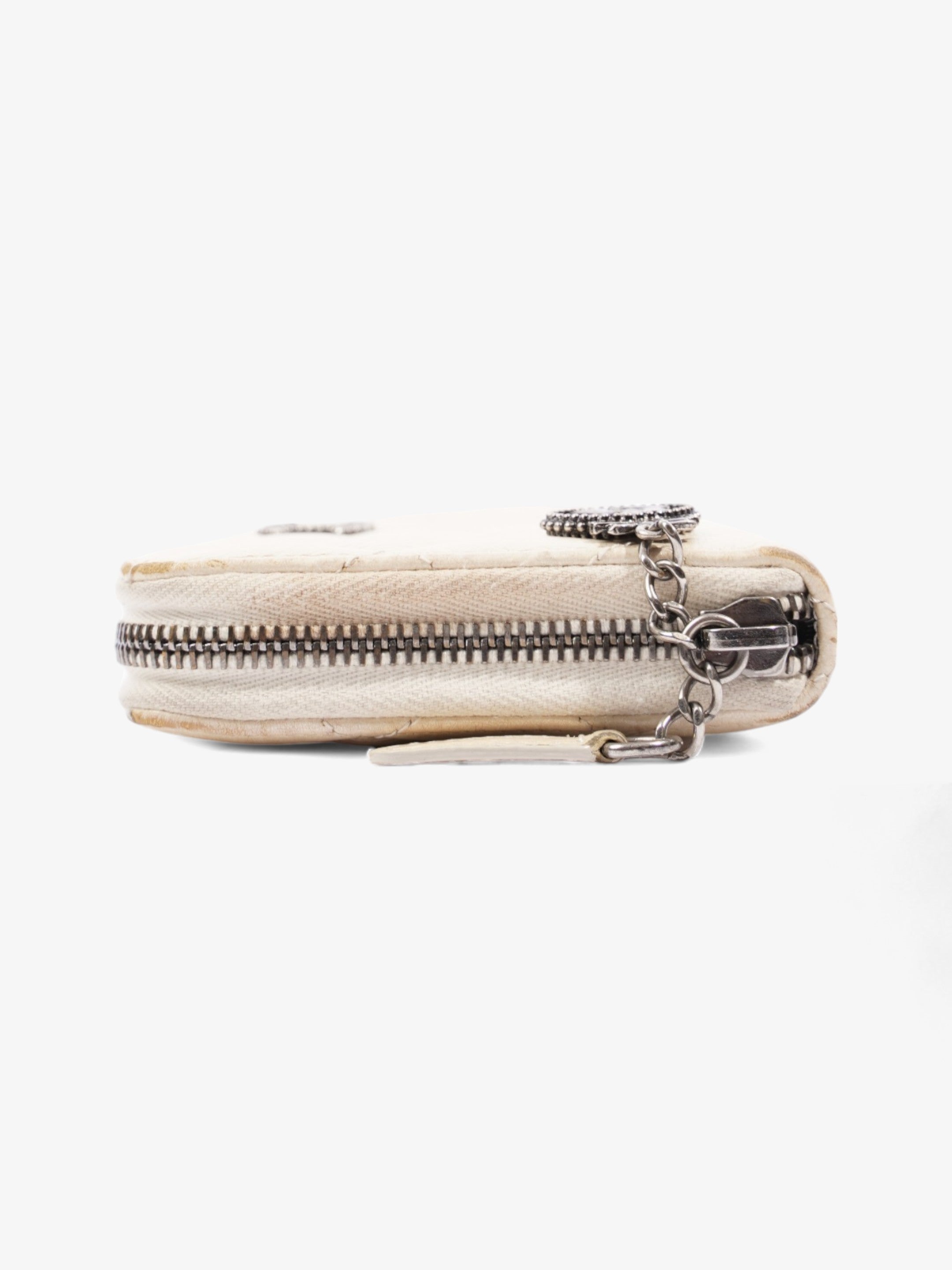 Chanel Zip Wallet Cream Lambskin Leather