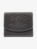 Chanel Coco Mark Lambskin Coin Purse  Black Lambskin Leather