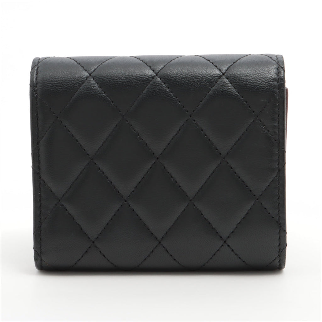 Chanel Black Lambskin Compact Wallet - Series 22