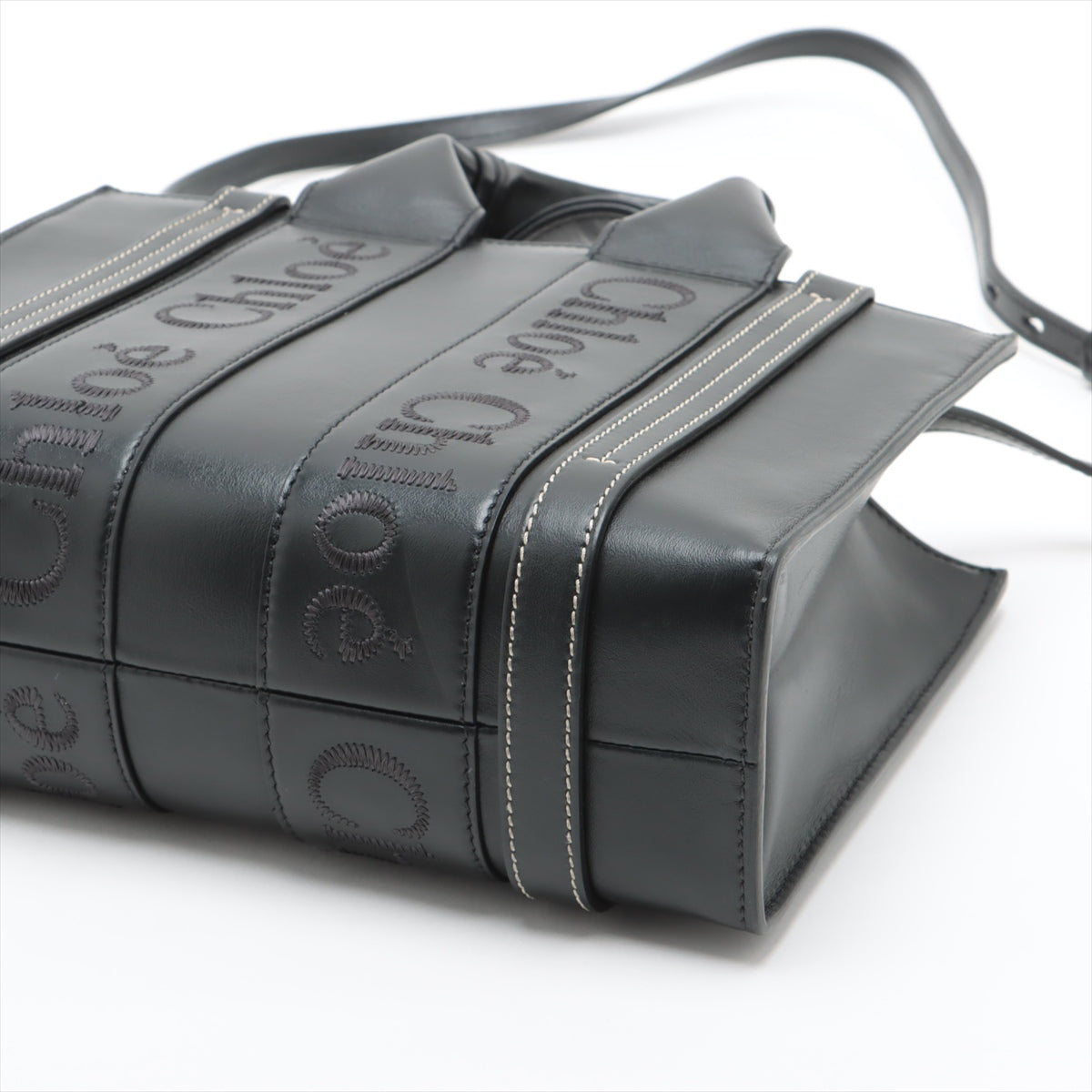 Black Leather Small Woody Tote