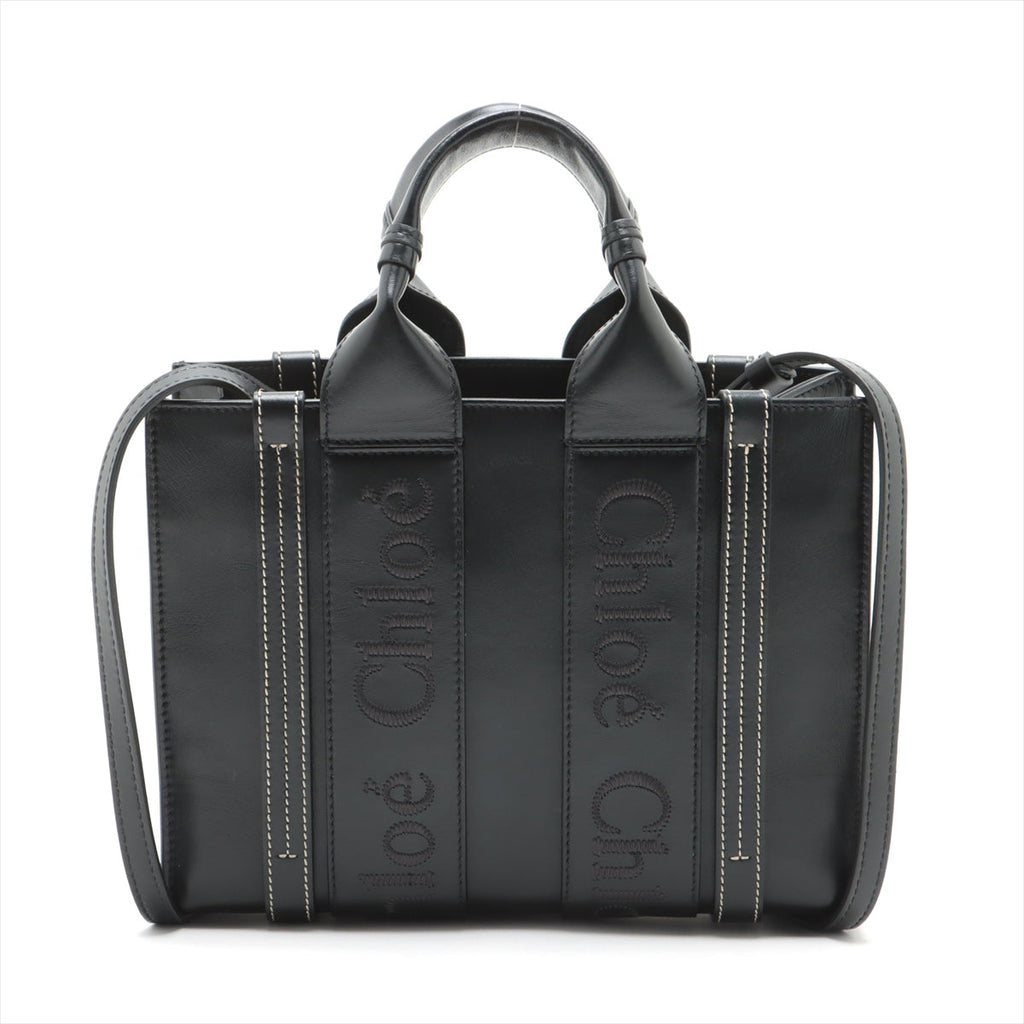 Chloe Black Leather Small Woody Tote Bag [Clearance Sale]