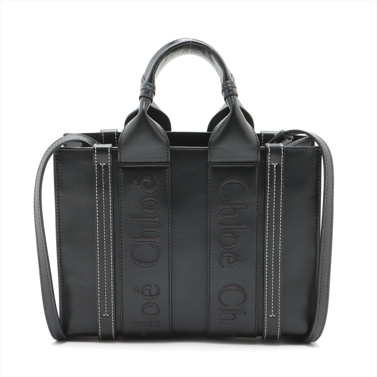 Black Leather Small Woody Tote
