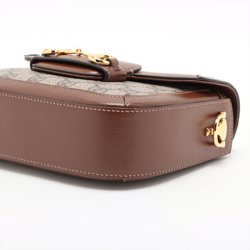 Gucci Brown GG Supreme Horsebit 1955 Small Shoulder Bag [Clearance Sale]