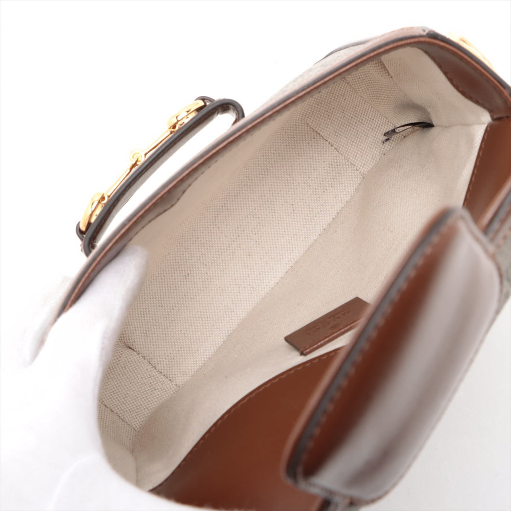 Gucci Brown GG Supreme Horsebit 1955 Small Shoulder Bag [Clearance Sale]