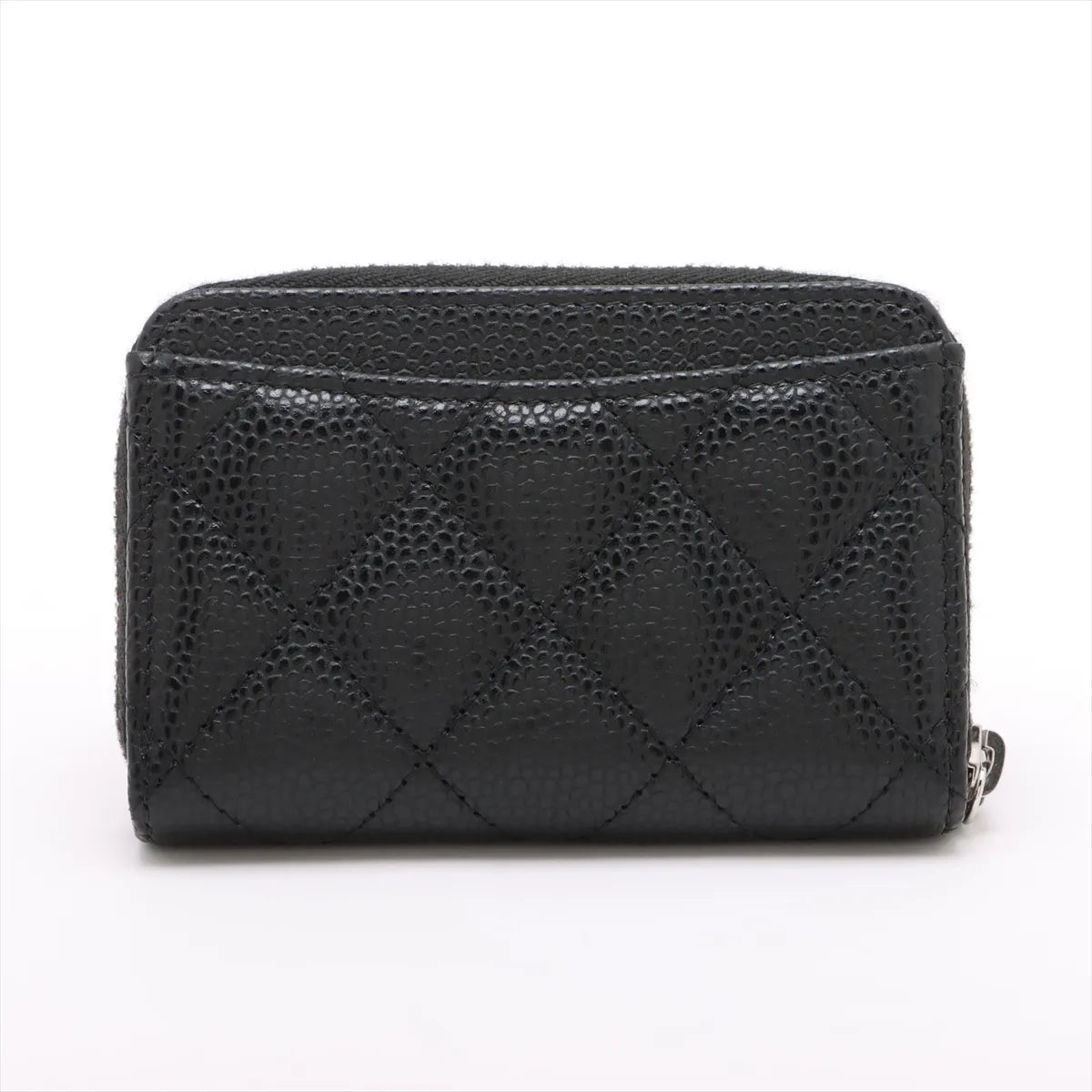 Black Caviar Calfskin Leather Classic Zipped Coin Purse (Rented Out)