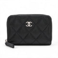 Black Caviar Calfskin Leather Classic Zipped Coin Purse (Rented Out)