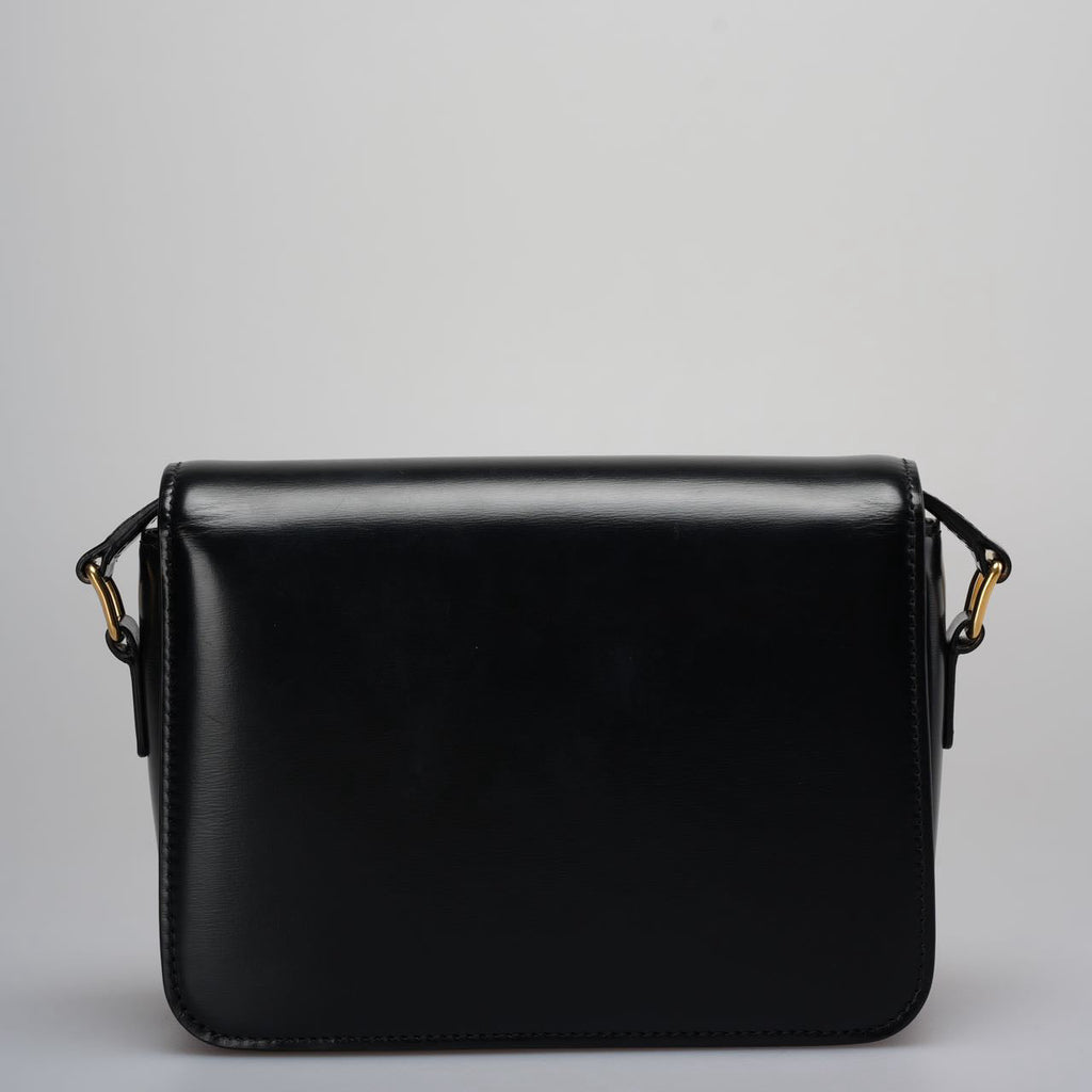 Celine Black Triomphe Crossbody Bag   2021 Small Calfskin