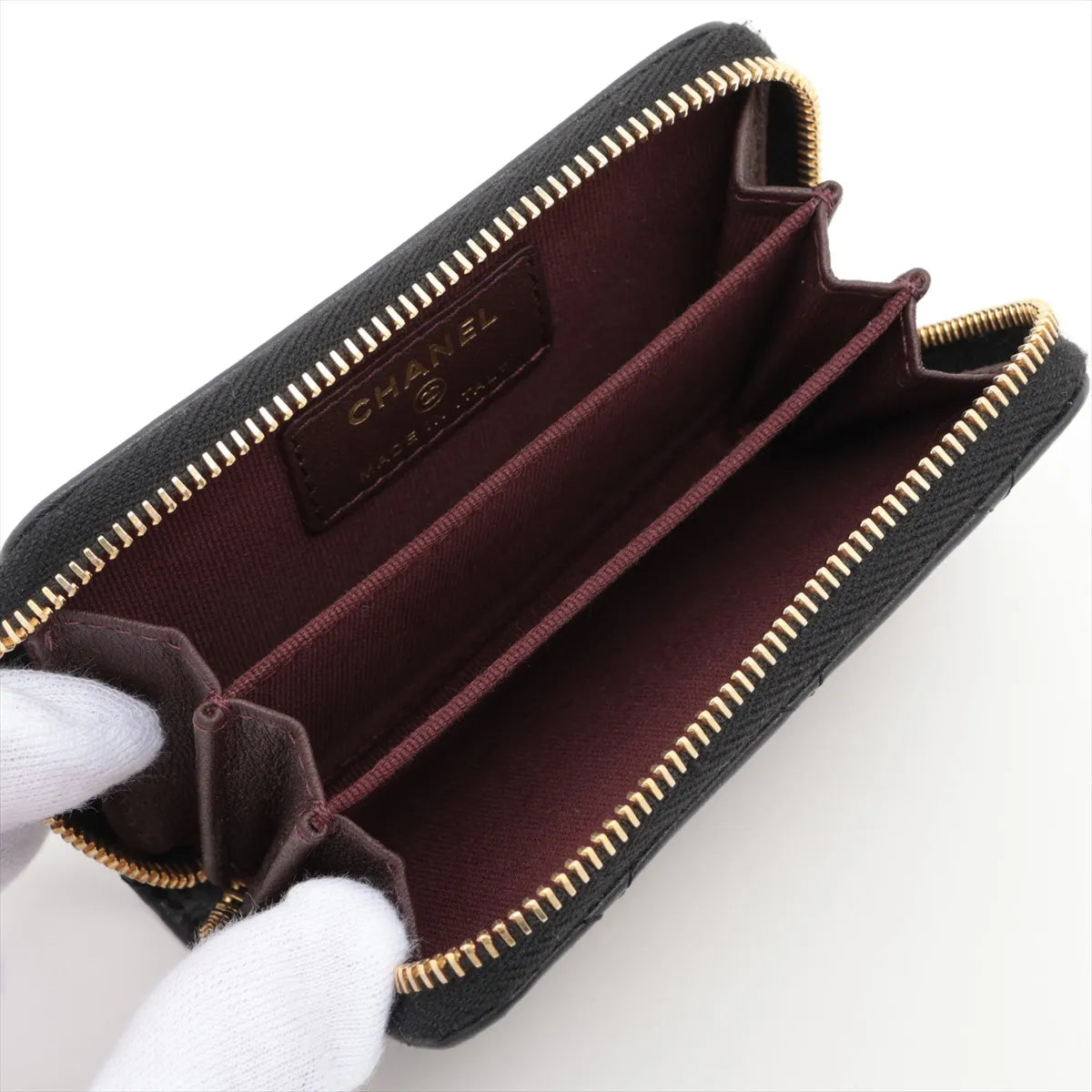 Black Nappa Lambskin Leather Classic Zipped Coin Purse