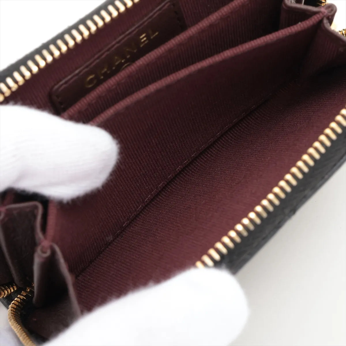 Black Nappa Lambskin Leather Classic Zipped Coin Purse