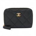 Black Nappa Lambskin Leather Classic Zipped Coin Purse