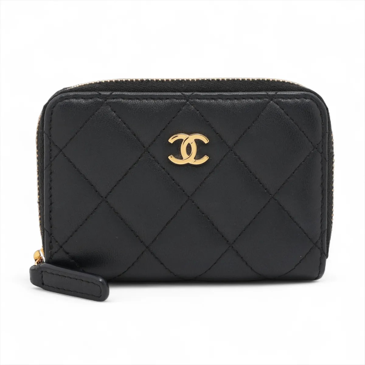 Black Nappa Lambskin Leather Classic Zipped Coin Purse