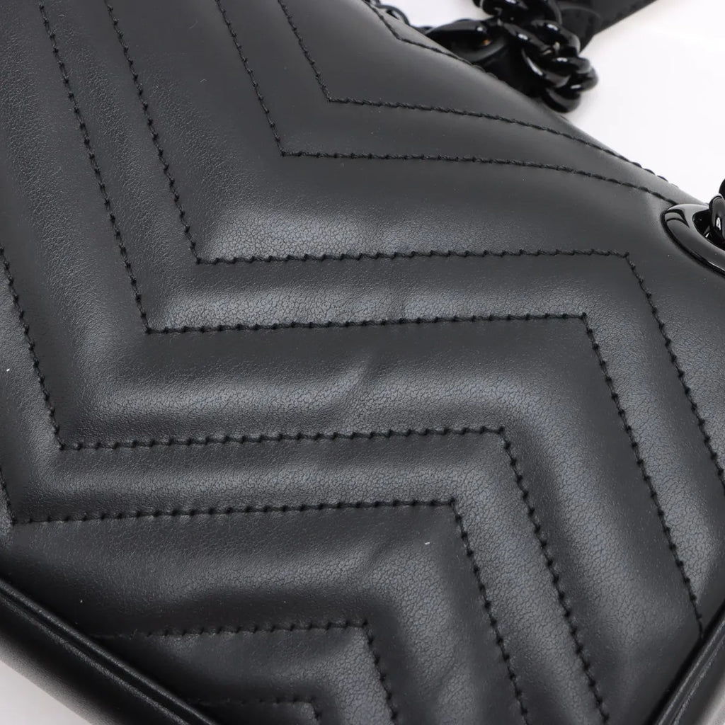 Gucci Black Leather GG Marmont Small Shoulder Bag [Clearance Sale]