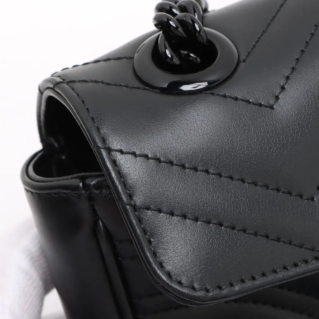 Gucci Black Leather GG Marmont Small Shoulder Bag [Clearance Sale]