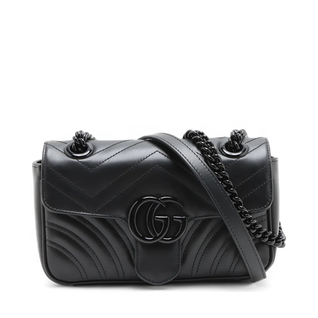 Gucci Black Leather GG Marmont Small Shoulder Bag [Clearance Sale]