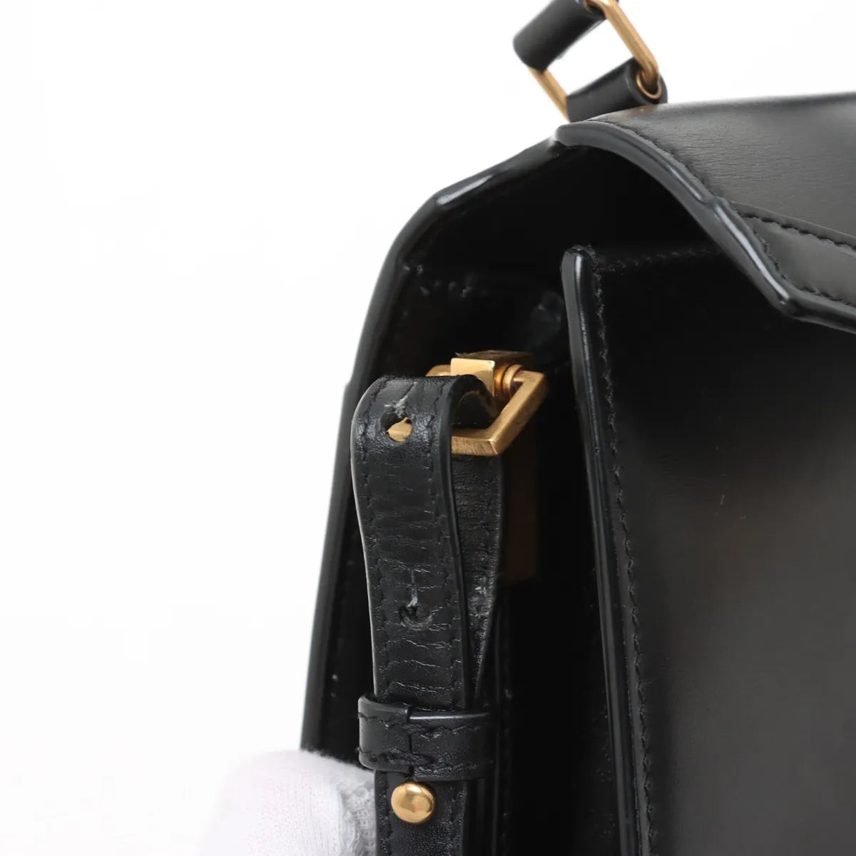 Saint Laurent Black Smooth Leather Cassandra Mini Top Handle [Clearance Sale]