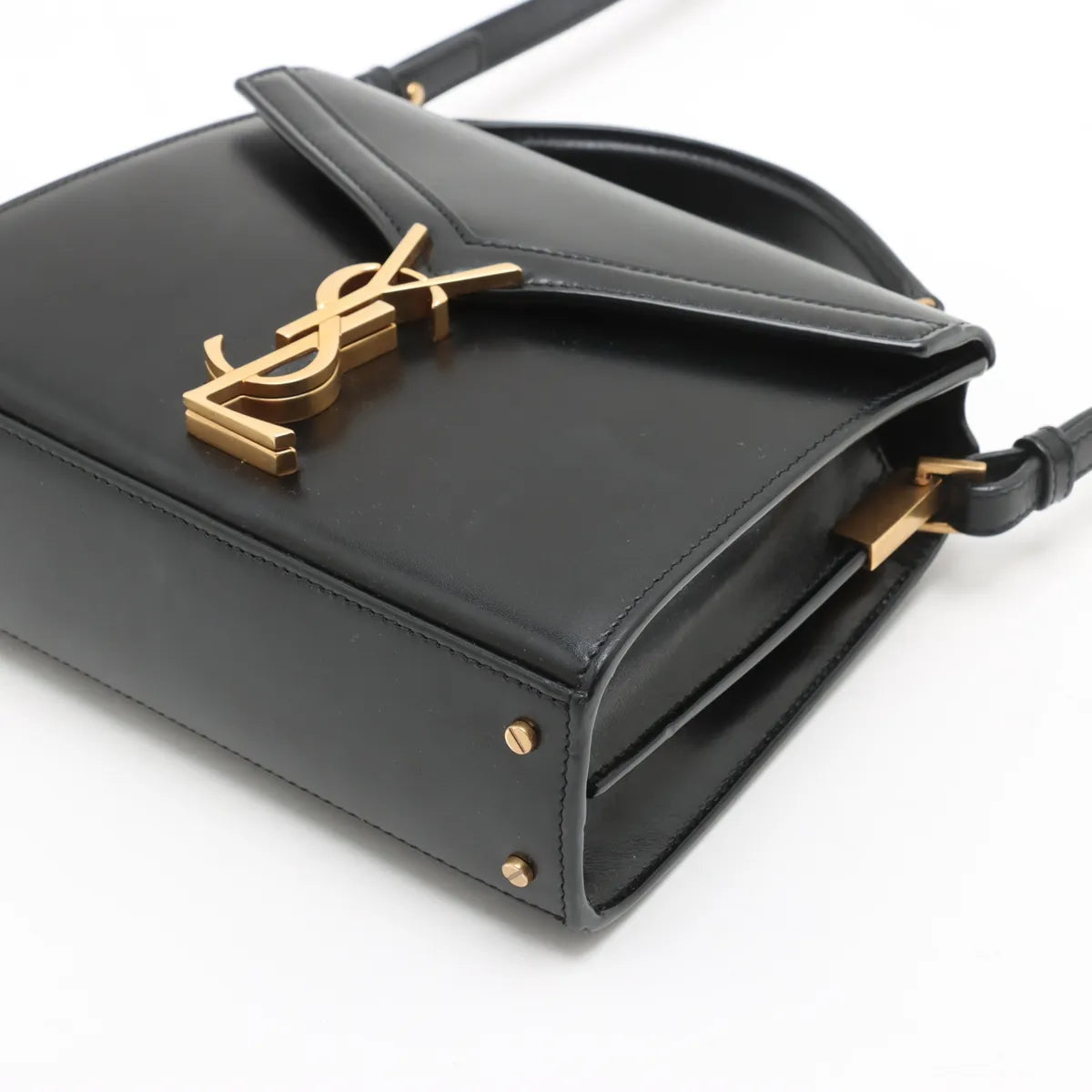 Saint Laurent Black Smooth Leather Cassandra Mini Top Handle [Clearance Sale]