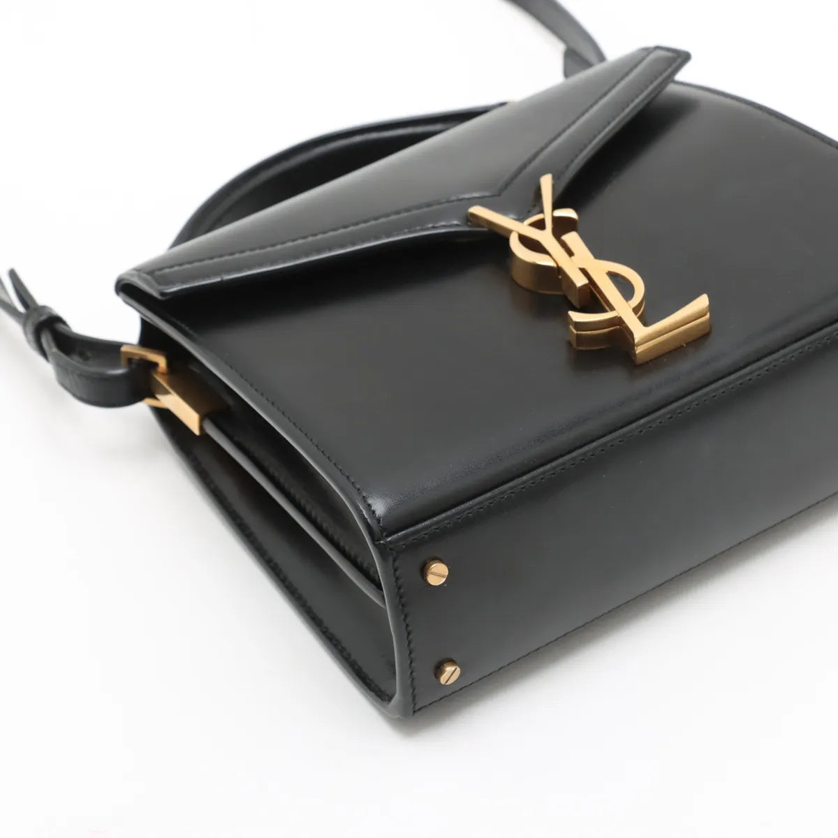 Saint Laurent Black Smooth Leather Cassandra Mini Top Handle [Clearance Sale]