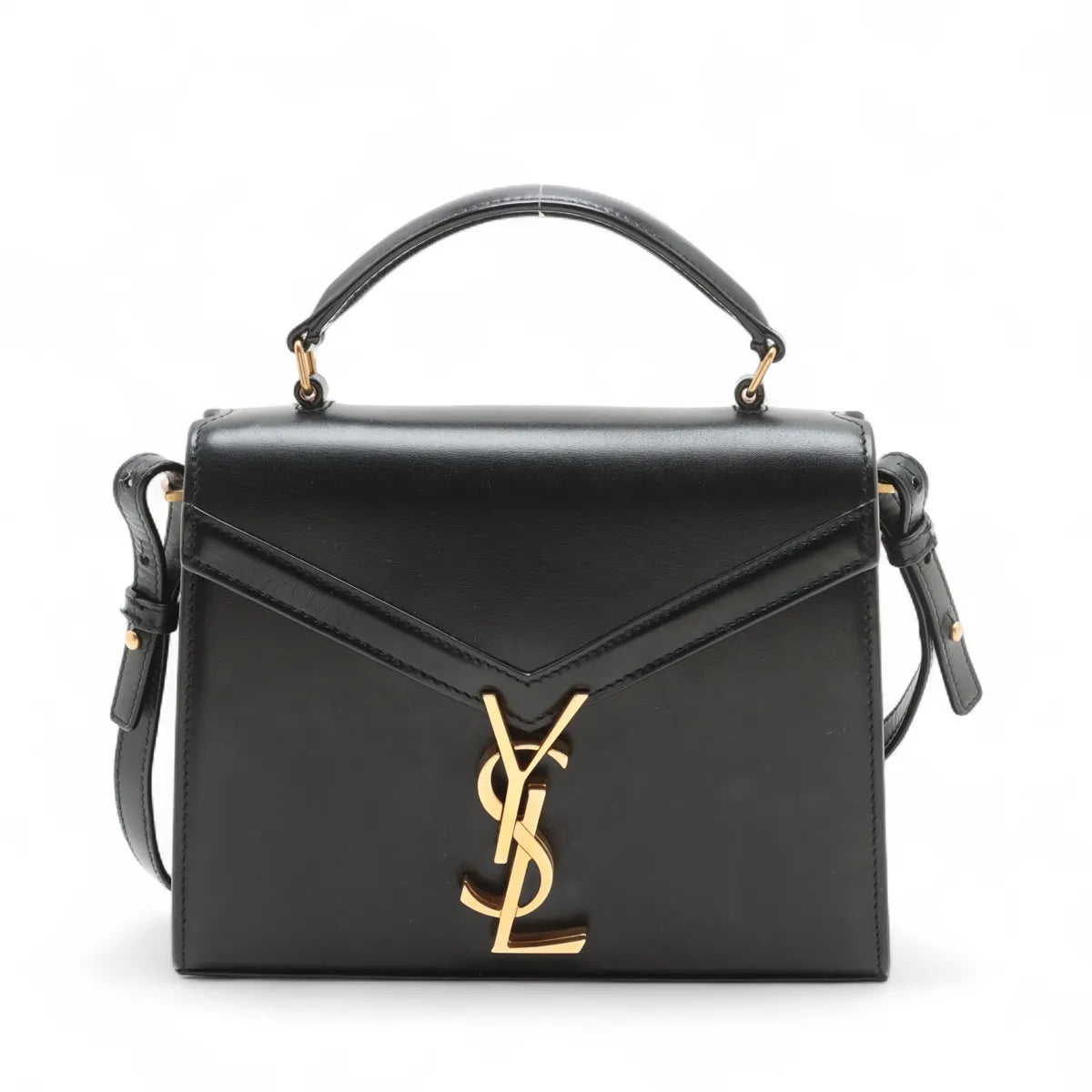 Saint Laurent Black Smooth Leather Cassandra Mini Top Handle [Clearance Sale]
