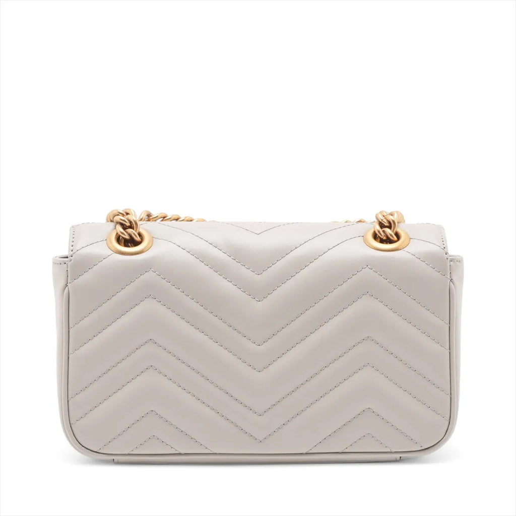 Gucci White Leather GG Marmont Small Shoulder Bag [Clearance Sale]