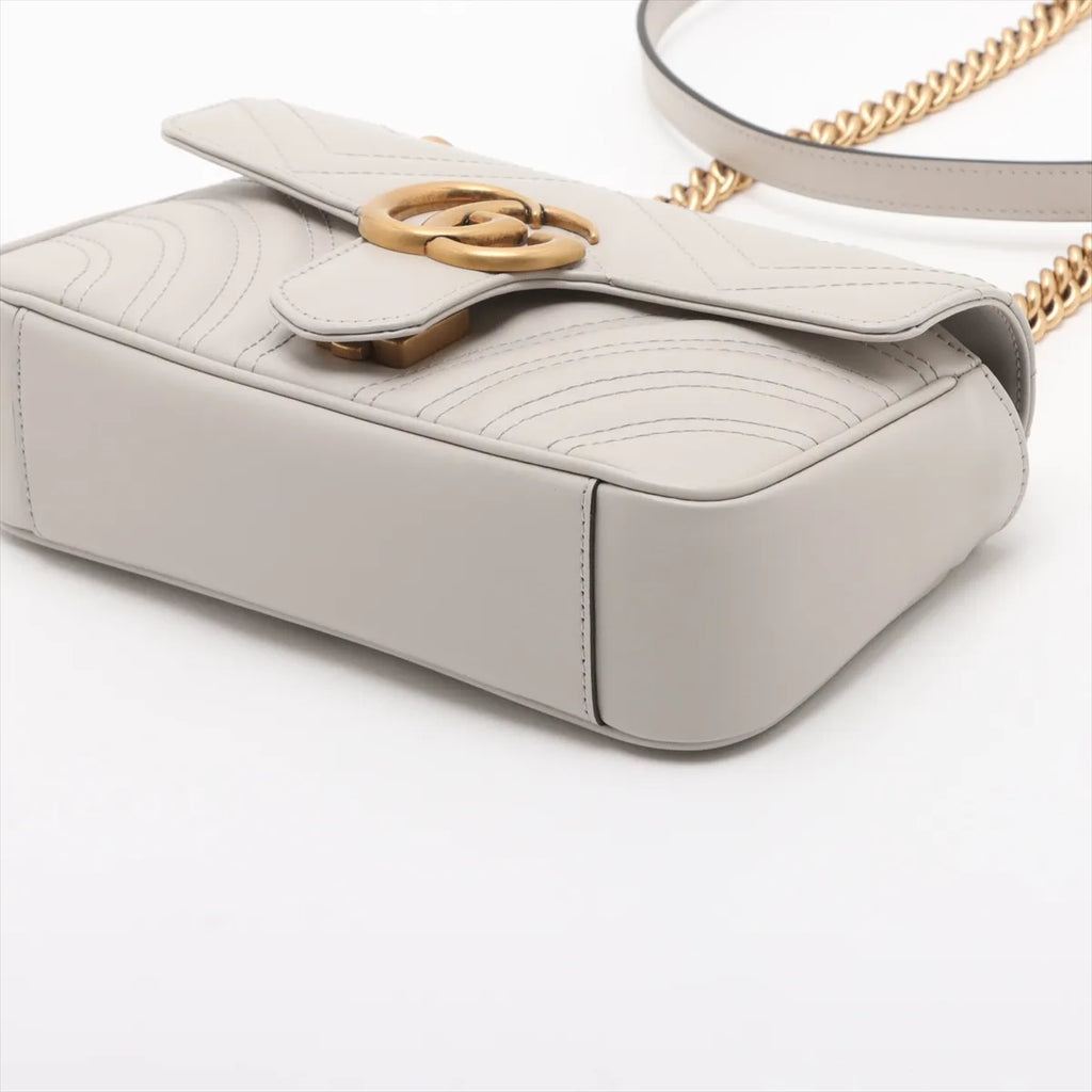 Gucci White Leather GG Marmont Small Shoulder Bag [Clearance Sale]