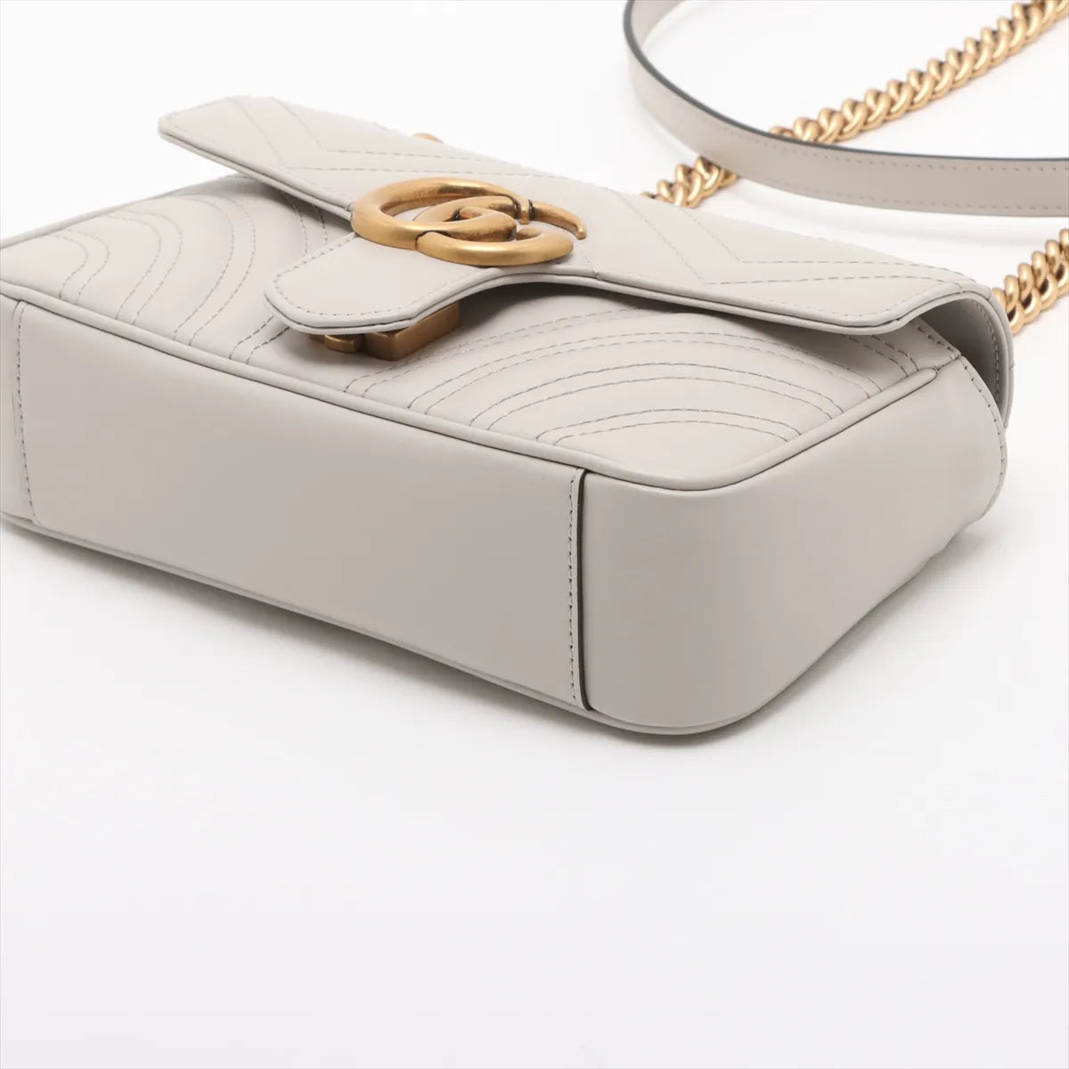 Gucci White Leather GG Marmont Small Shoulder Bag [Clearance Sale]