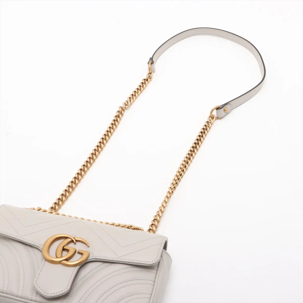 Gucci White Leather GG Marmont Small Shoulder Bag [Clearance Sale]