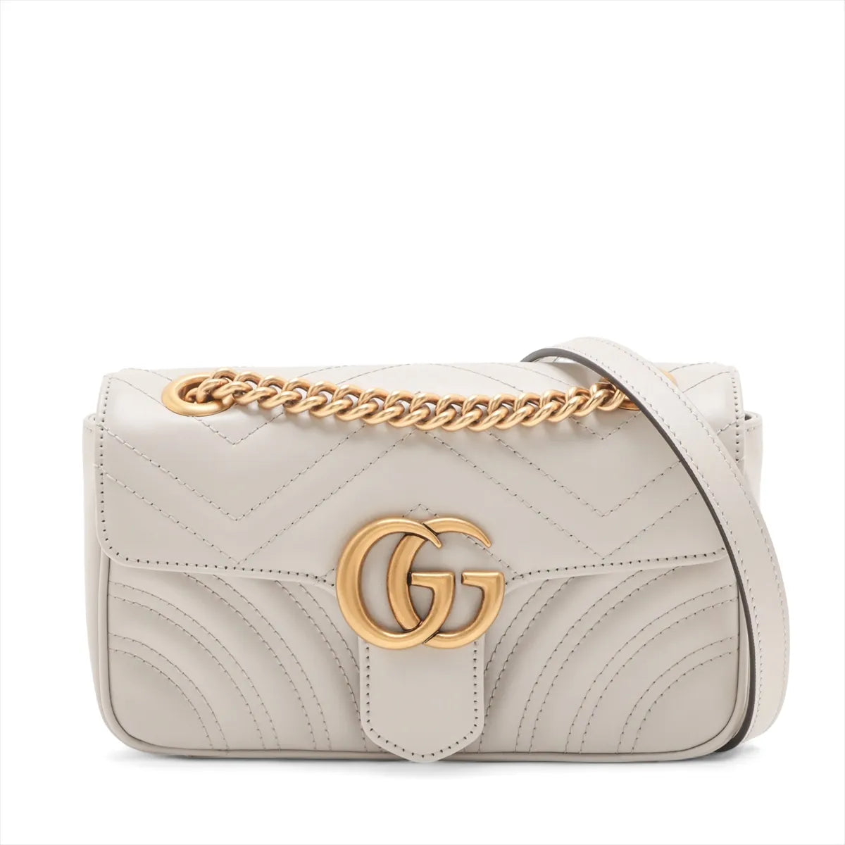 Gucci White Leather GG Marmont Small Shoulder Bag [Clearance Sale]