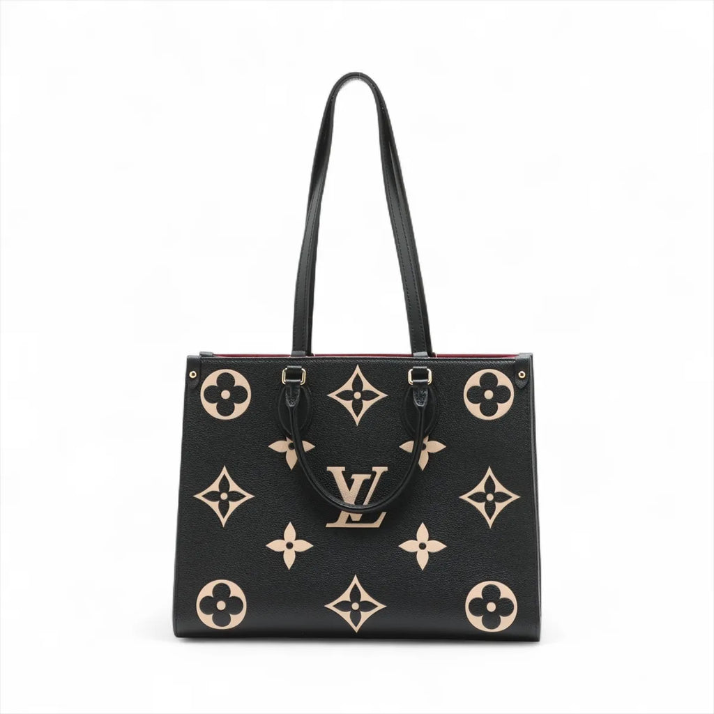 Louis Vuitton Black Beige Bicolor Monogram Empreinte Leather OnTheGo MM [Clearance Sale]