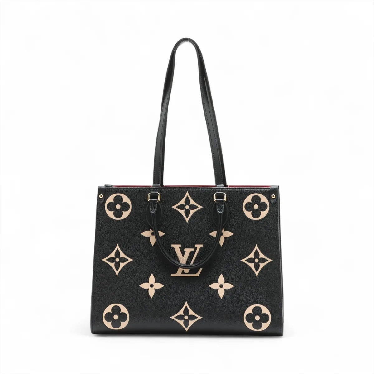 Louis Vuitton Black Beige Bicolor Monogram Empreinte Leather OnTheGo MM [Clearance Sale]