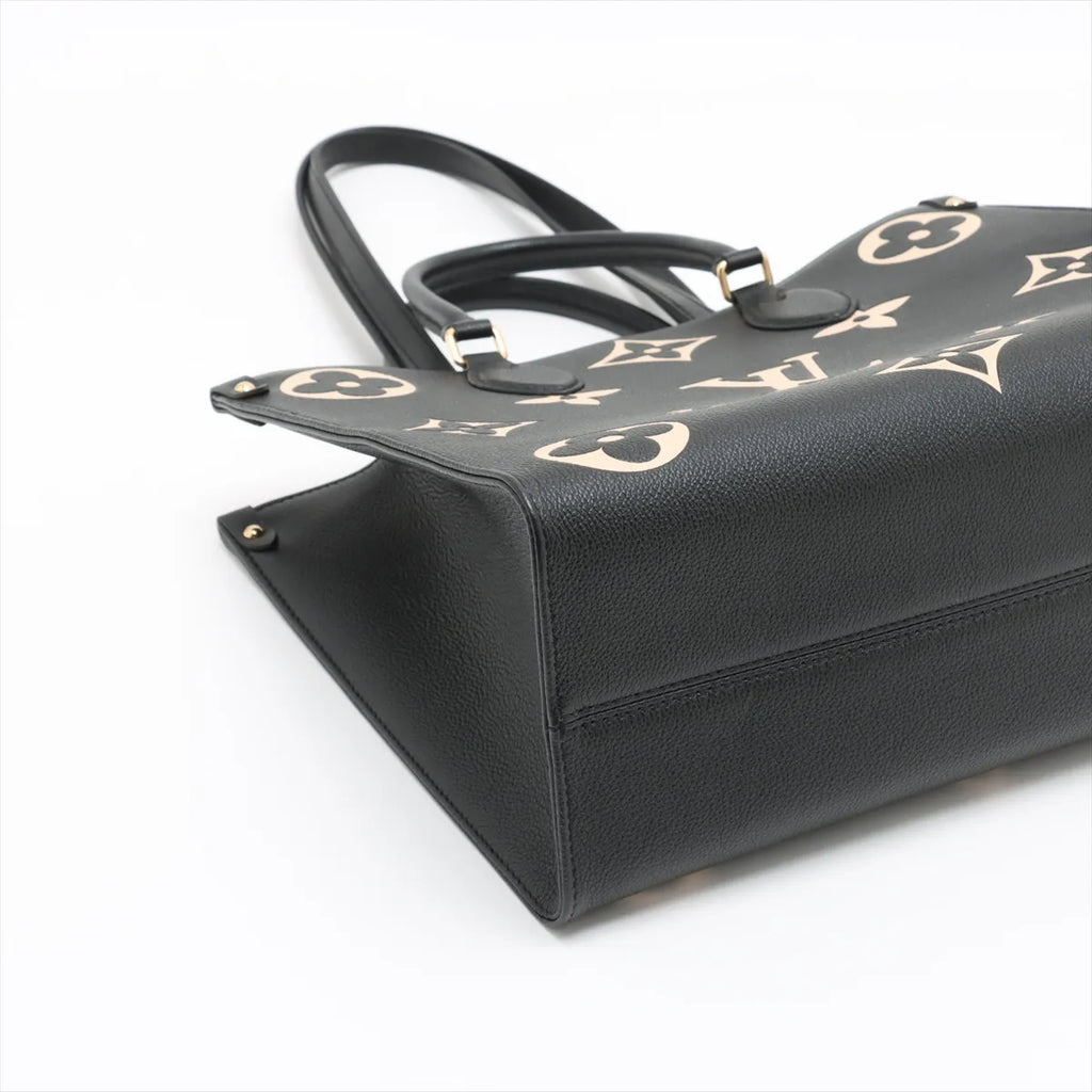 Louis Vuitton Black Beige Bicolor Monogram Empreinte Leather OnTheGo MM [Clearance Sale]