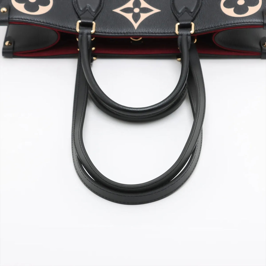 Louis Vuitton Black Beige Bicolor Monogram Empreinte Leather OnTheGo MM [Clearance Sale]
