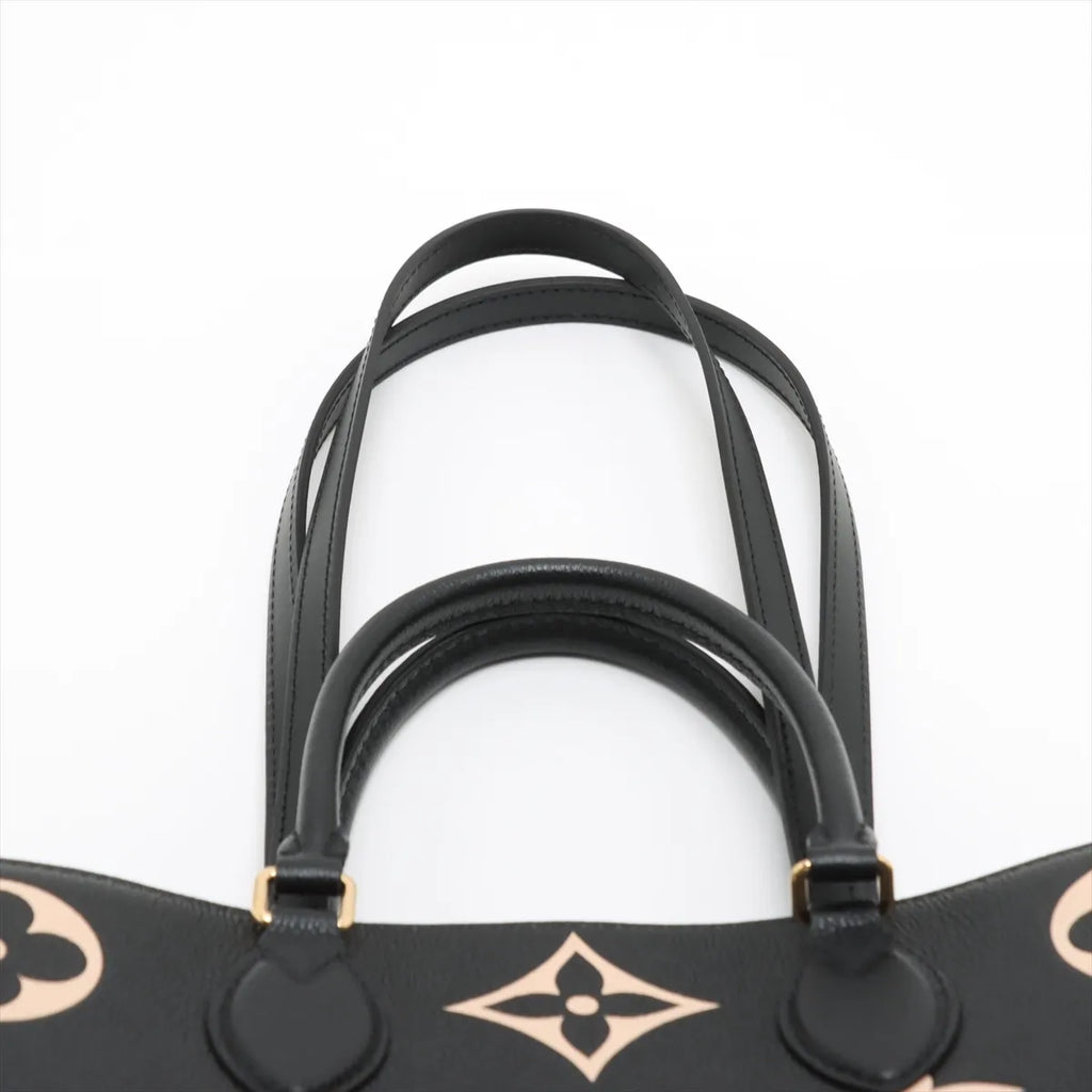 Louis Vuitton Black Beige Bicolor Monogram Empreinte Leather OnTheGo MM [Clearance Sale]