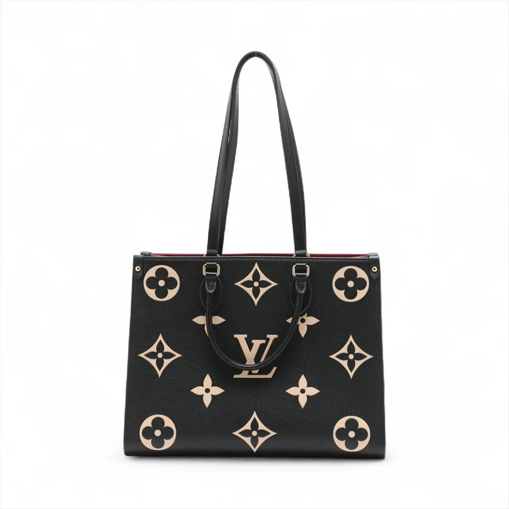 Louis Vuitton Black Beige Bicolor Monogram Empreinte Leather OnTheGo MM [Clearance Sale]