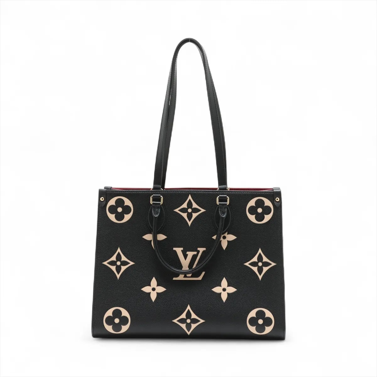 Louis Vuitton Black Beige Bicolor Monogram Empreinte Leather OnTheGo MM [Clearance Sale]