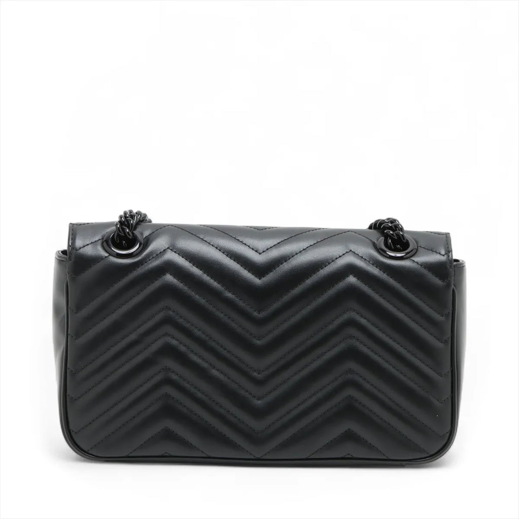 Gucci Black Leather GG Marmont Medium Shoulder Bag [Clearance Sale]