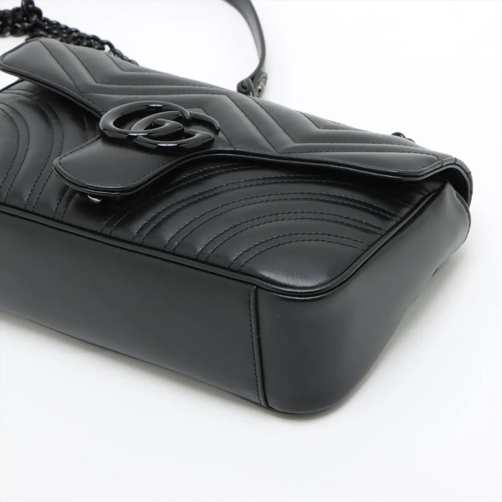 Gucci Black Leather GG Marmont Medium Shoulder Bag [Clearance Sale]