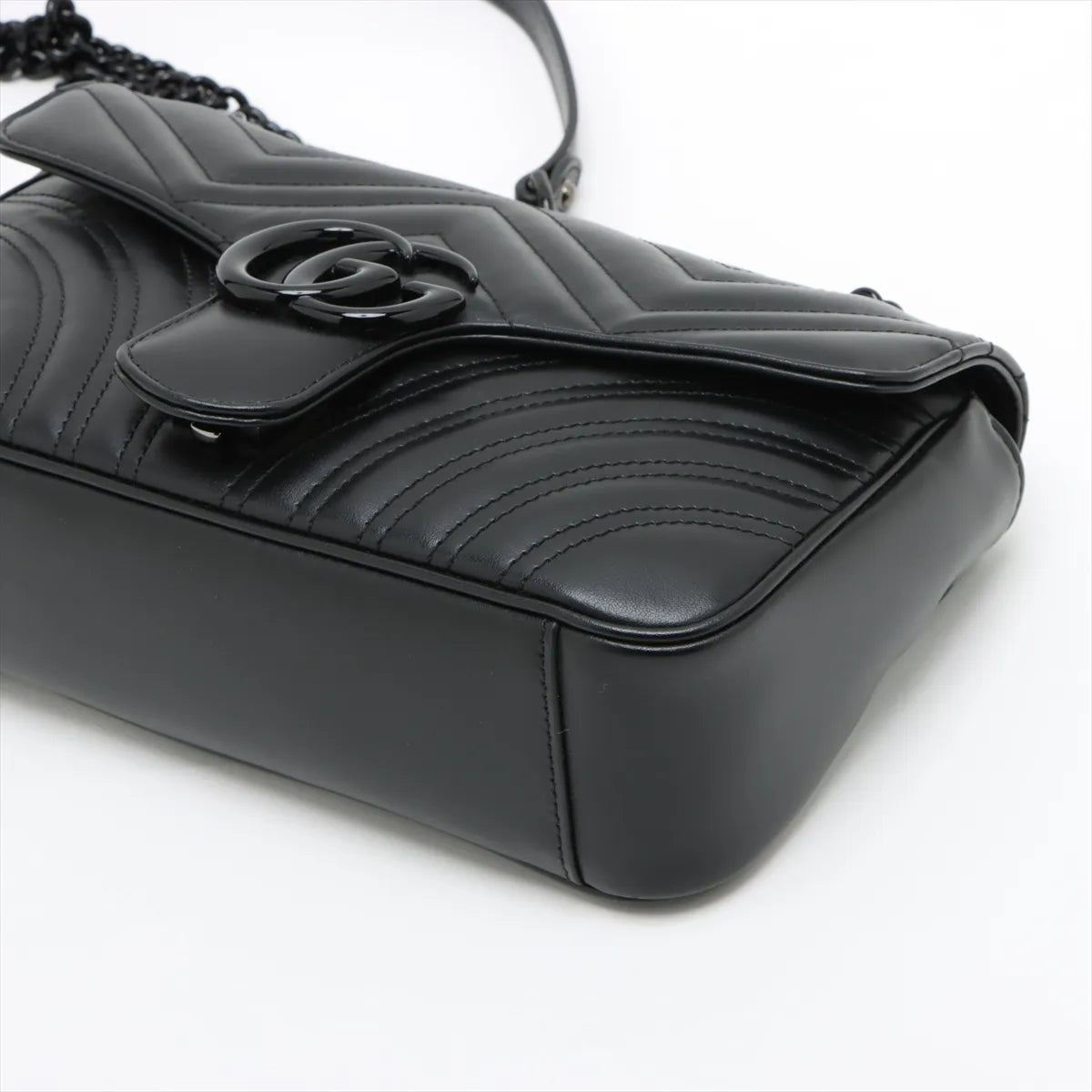 Gucci Black Leather GG Marmont Medium Shoulder Bag [Clearance Sale]