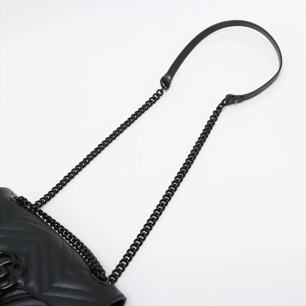 Gucci Black Leather GG Marmont Medium Shoulder Bag [Clearance Sale]