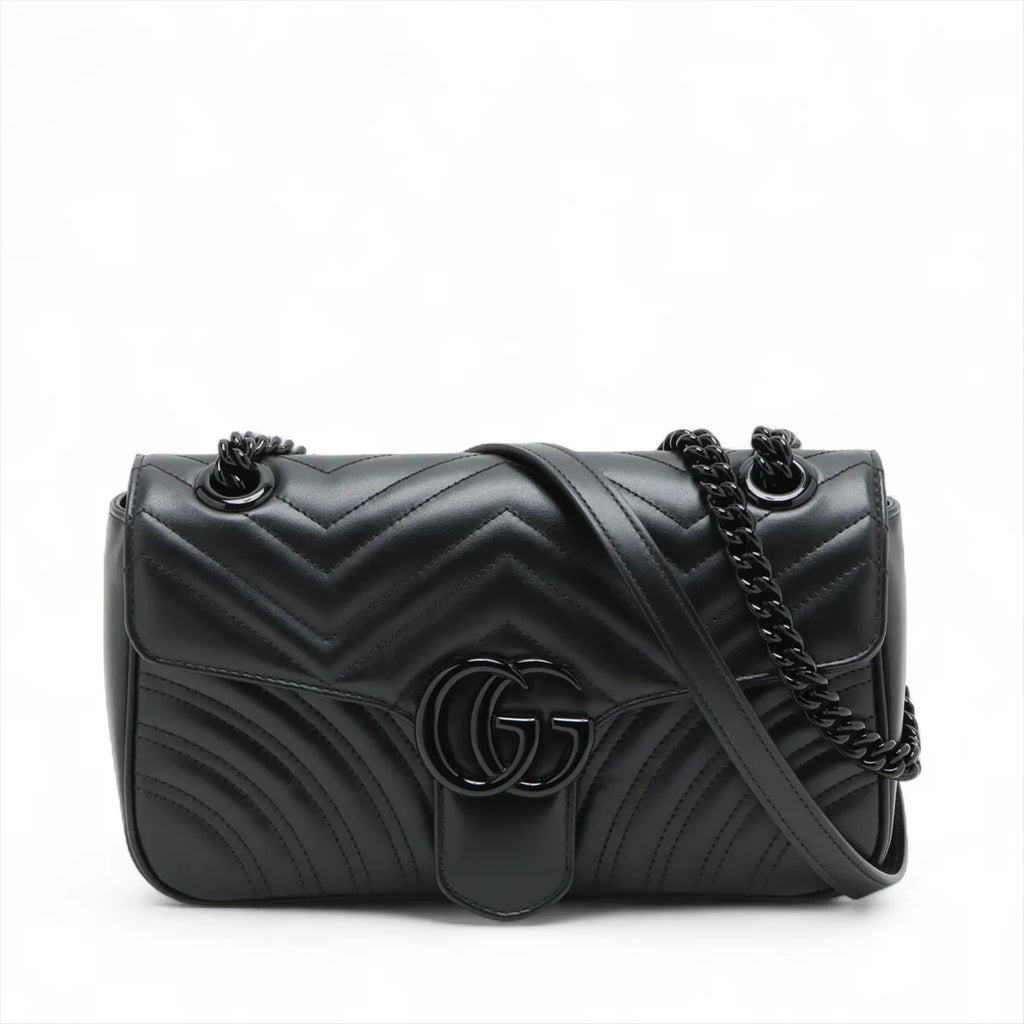 Gucci Black Leather GG Marmont Medium Shoulder Bag [Clearance Sale]