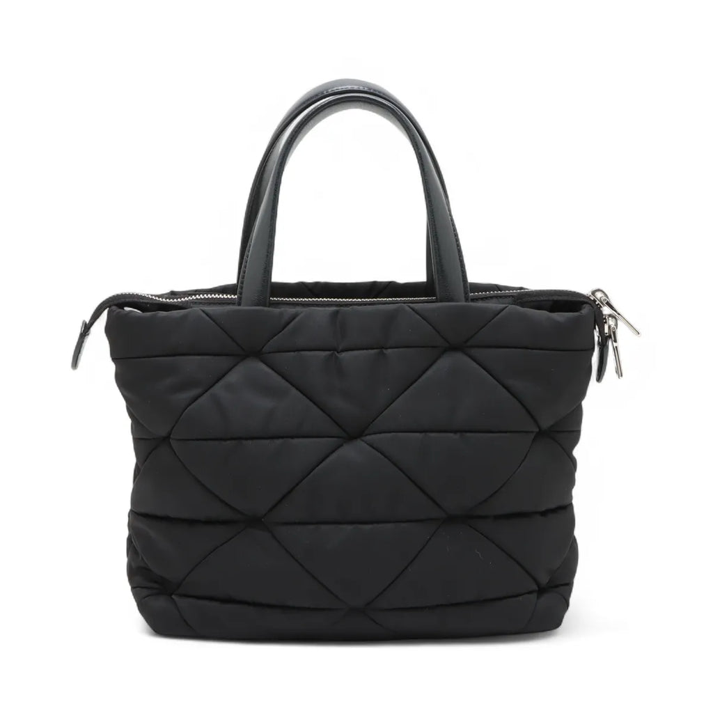 Prada Black Small Padded Re-Nylon and Leather Tote Bag [Clearance Sale]