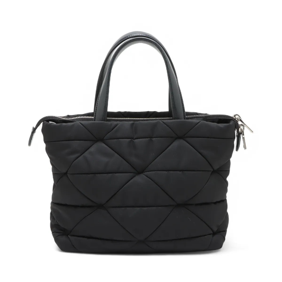 Prada Black Small Padded Re-Nylon and Leather Tote Bag [Clearance Sale]