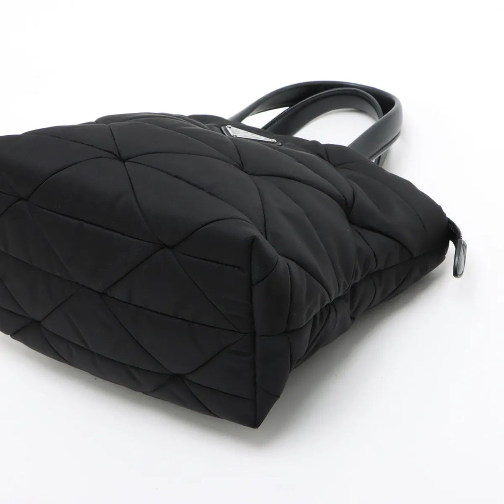 Prada Black Small Padded Re-Nylon and Leather Tote Bag [Clearance Sale]
