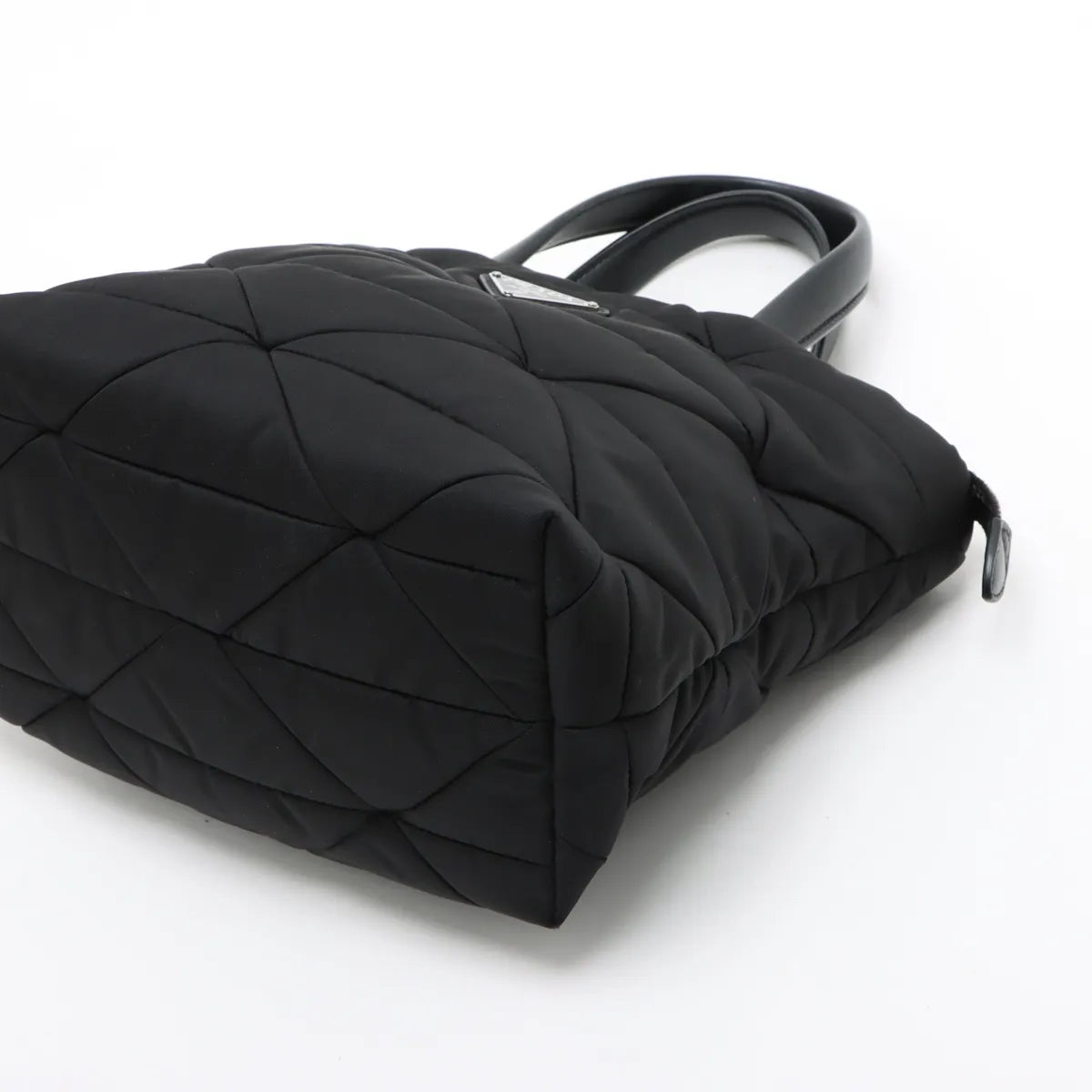 Prada Black Small Padded Re-Nylon and Leather Tote Bag [Clearance Sale]
