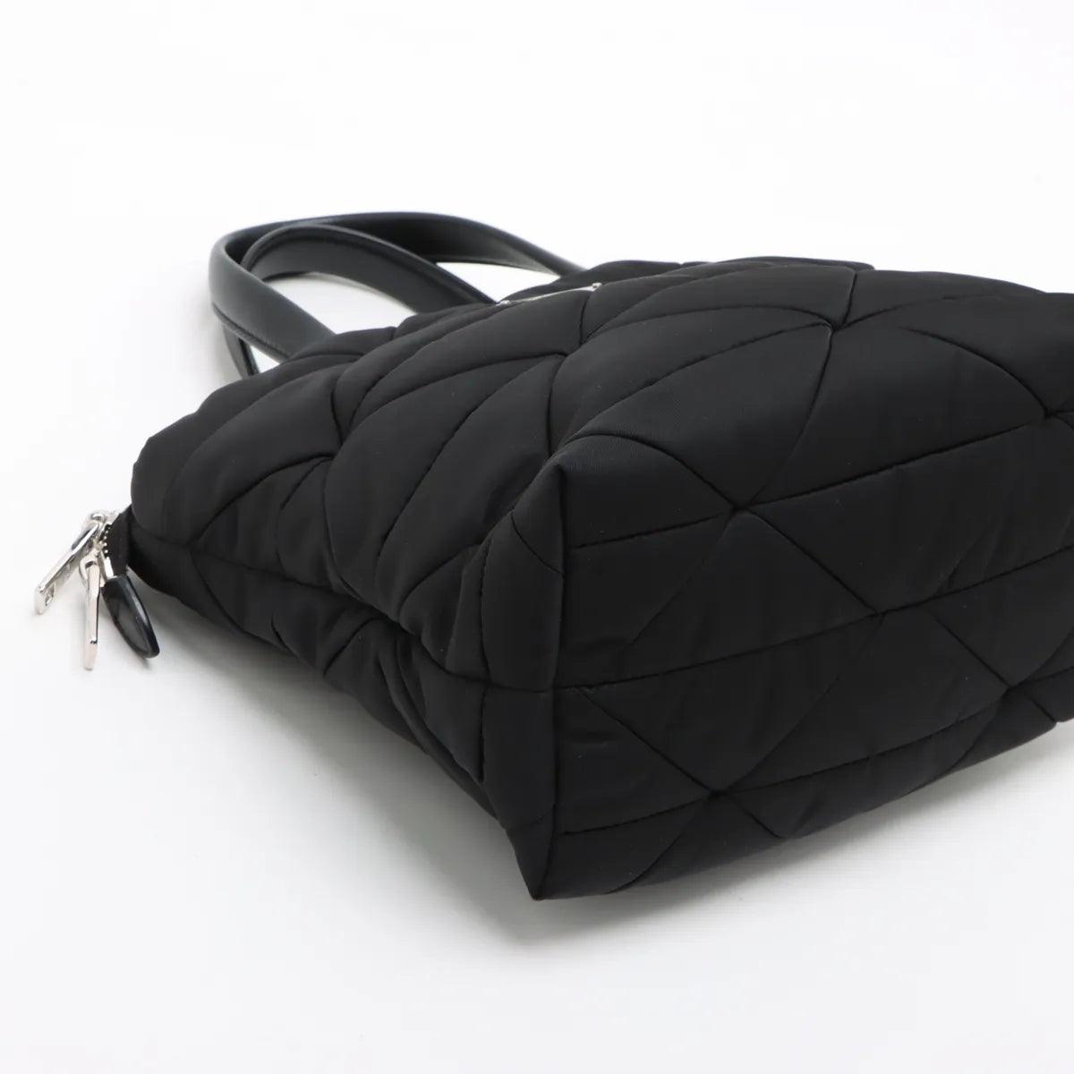 Prada Black Small Padded Re-Nylon and Leather Tote Bag [Clearance Sale]