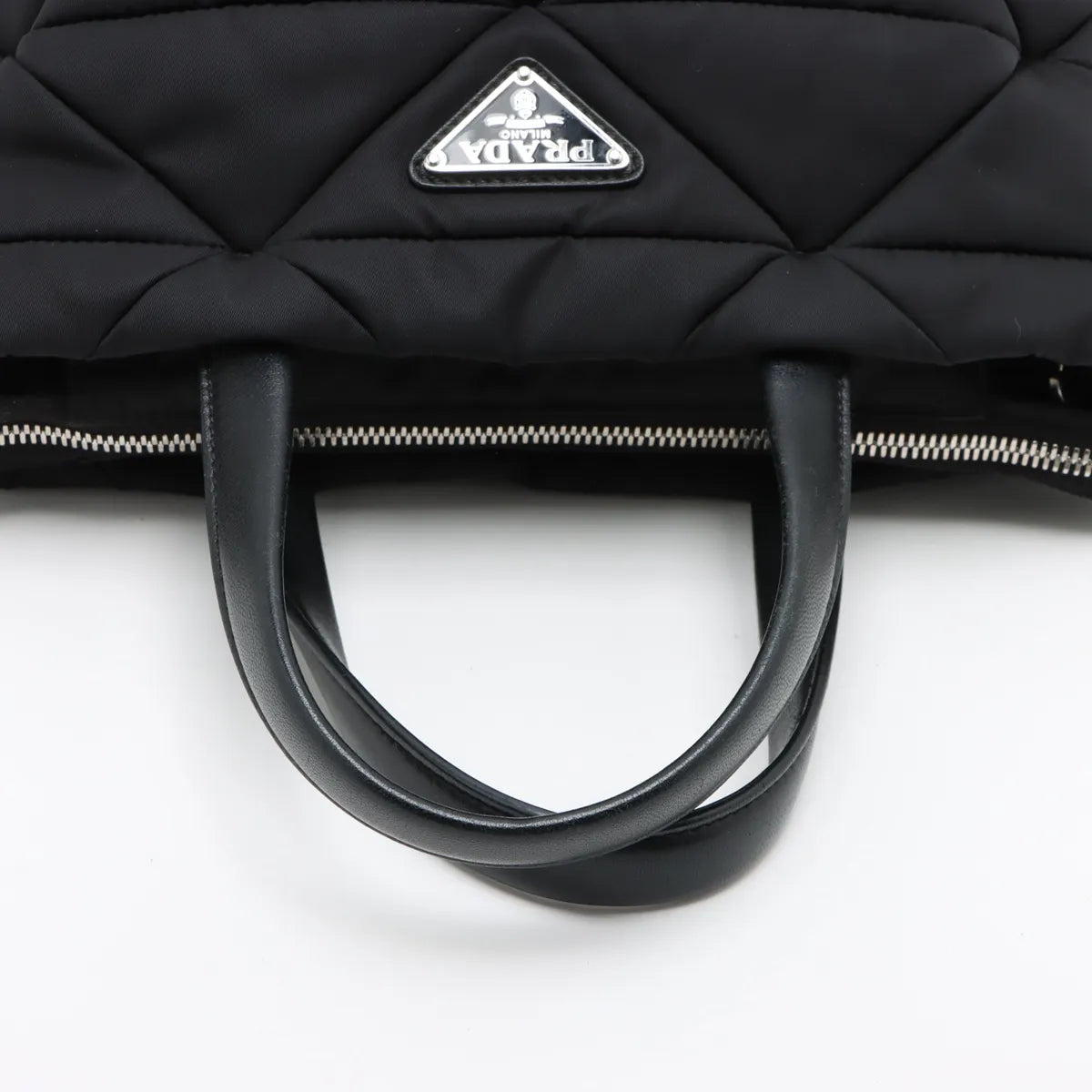 Prada Black Small Padded Re-Nylon and Leather Tote Bag [Clearance Sale]