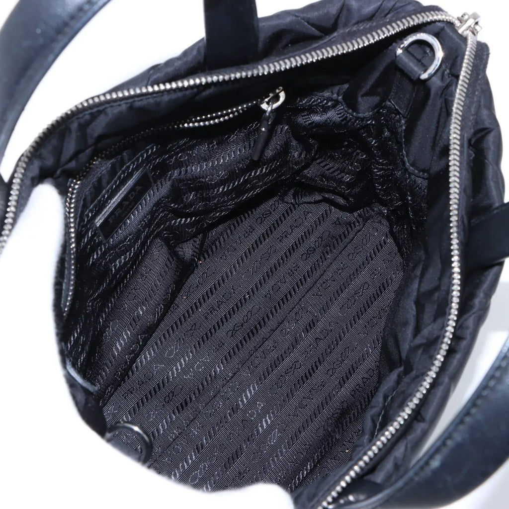 Prada Black Small Padded Re-Nylon and Leather Tote Bag [Clearance Sale]