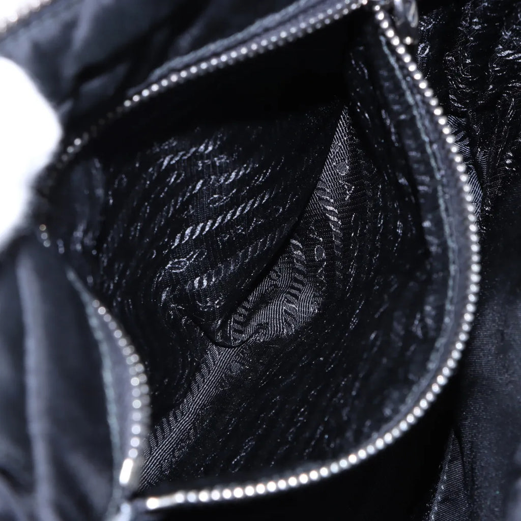 Prada Black Small Padded Re-Nylon and Leather Tote Bag [Clearance Sale]