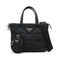 Prada Black Small Padded Re-Nylon and Leather Tote Bag [Clearance Sale]