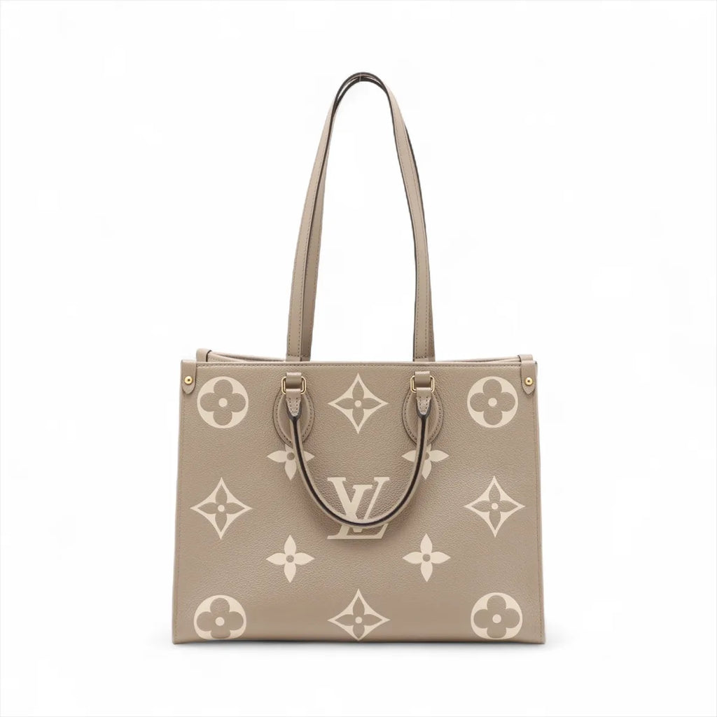 Louis Vuitton Tourterelle Bicolor Monogram Empreinte Leather OnTheGo MM [Clearance Sale]